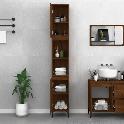 vidaXL Wall Hung Cabinet Bathroom Column Cabinet L30xD30xH190cm Oak