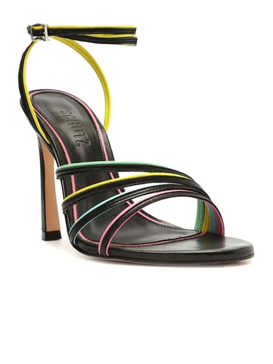 Schutz Leather Sandals Black