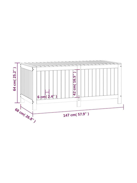 vidaXL Außenlagerbox Hölzernes Gray L147xB68xH64cm