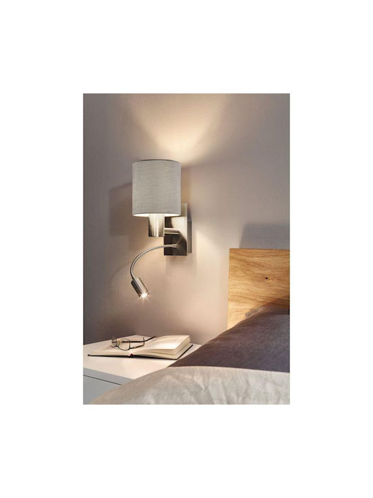 Eglo Pasteri Modern Lamp Wall with Socket E27 and Switch Silver 15x14.5x38cm