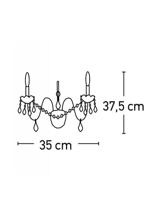 Inlight 43391-2 Transparent Vintage Lamp Wall with Socket E14 Clear 35x35cm