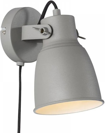 Nordlux Adrian Vintage Φωτιστικό Τοίχου με Ντουί E27 και Διακόπτη Γκρι 12.5εκ.