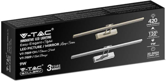 V-TAC Modern Leuchte Wand mit Integrierter LED und Warmweißes Licht Silber 45.5x4.5x19cm