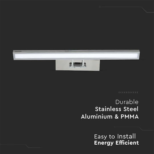 V-TAC Modern Leuchte Wand mit Integrierter LED und Warmweißes Licht Silber 45.5x4.5x19cm