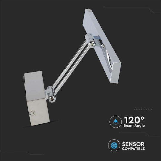 V-TAC Modern Leuchte Wand mit Integrierter LED und Warmweißes Licht Silber 45.5x4.5x19cm