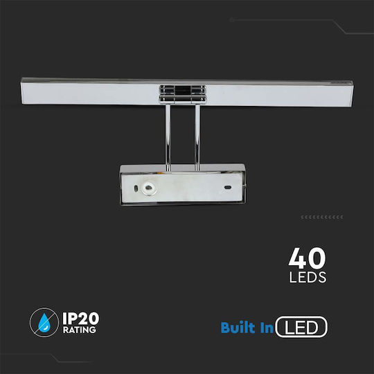 V-TAC Modern Leuchte Wand mit Integrierter LED und Warmweißes Licht Silber 45.5x4.5x19cm