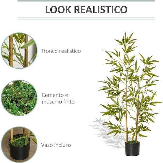 Künstliche Pflanze im Topf Bamboo Grün 120cm HomCom