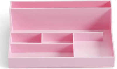 Plastic Desk Organizer in Pink Color 17.5x7.2x25cm.