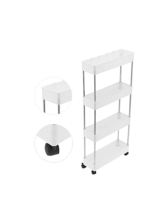 Floor Bathroom Shelf Plastic with 4 Shelves 39x12x86cm White