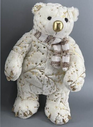 JK Home Decoration Коледна Фигура Мечка Бяло Височина 45см.