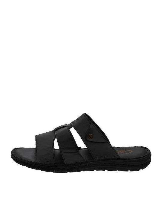 Leder Herrensandalen in Schwarz Farbe