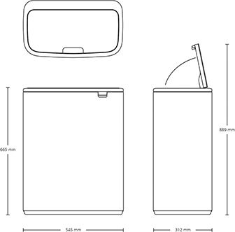 Brabantia Brabantia Recycling Mülleimer aus Inox Push Silbern 60lt