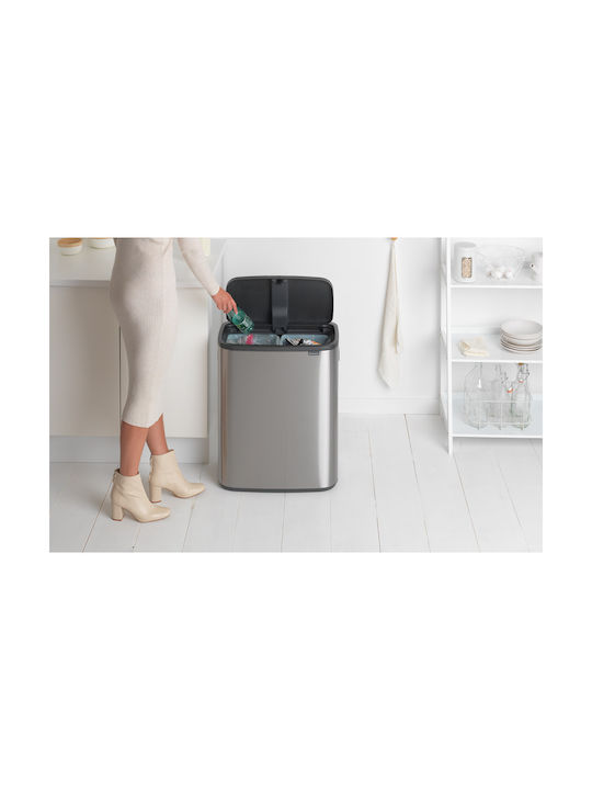 Brabantia Brabantia Recycling Mülleimer aus Inox Push Silbern 60lt