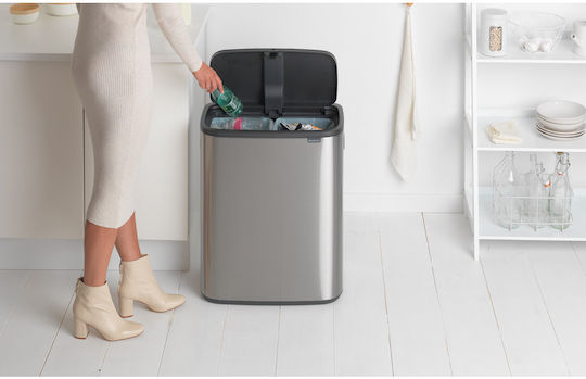 Brabantia Brabantia Recycling Mülleimer aus Inox Push Silbern 60lt