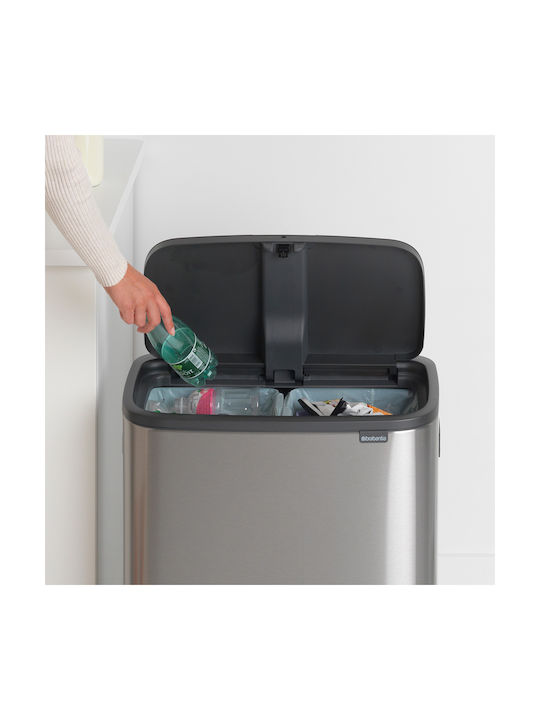 Brabantia Brabantia Recycling Mülleimer aus Inox Push Silbern 60lt