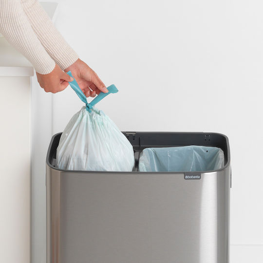 Brabantia Brabantia Recycling Mülleimer aus Inox Push Silbern 60lt