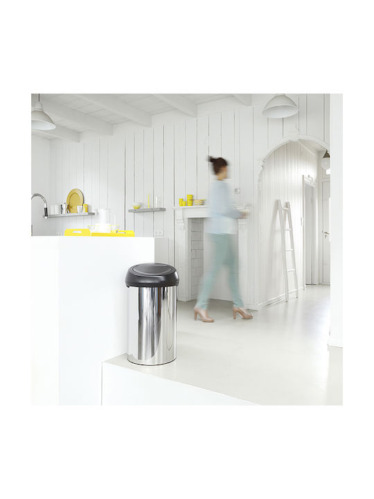Brabantia Brabantia Metallischer Mülleimer Push Silber 60lt
