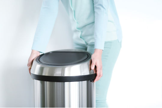 Brabantia Brabantia Metallischer Mülleimer Push Silber 60lt