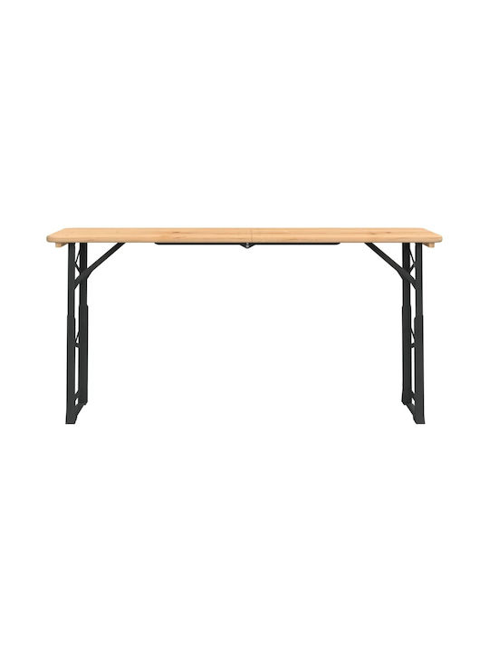 Outdoor Dinner Foldable Wood Table Natural 170x50x75cm