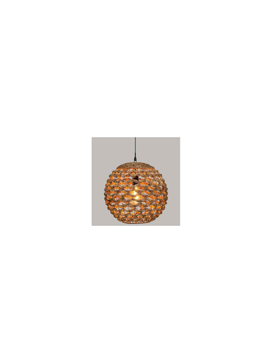 Pendant Light Beige Grid with Socket E27 38x38x36cm