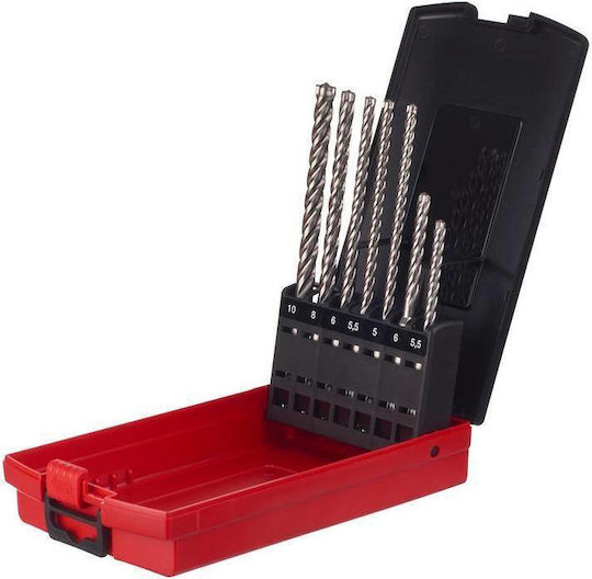 Milwaukee Set of 7 Four-Cut Drills with SDS Plus Shank for Masonry