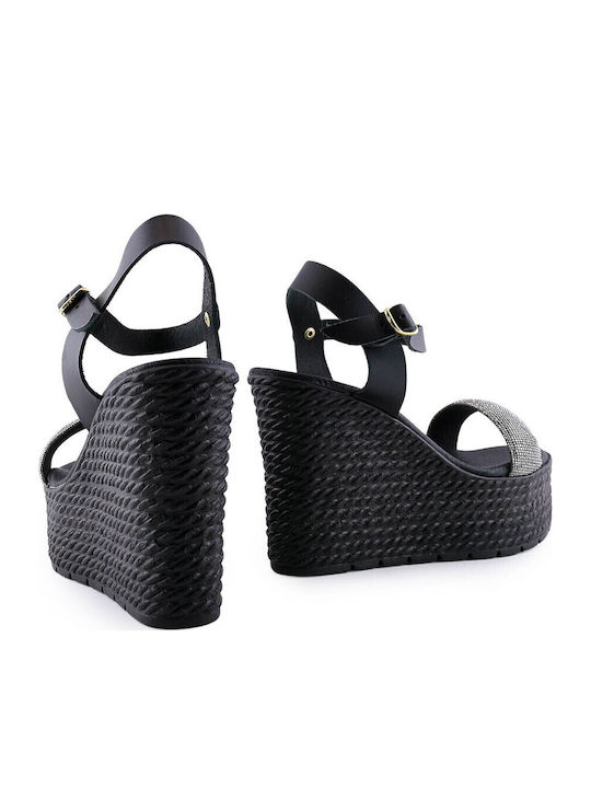 Women's Ankle Strap Platforms Black