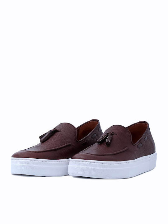 Δερμάτινα Ανδρικά Loafers σε Καφέ Χρώμα