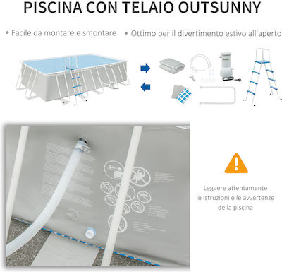 Outsunny Πισίνα PVC με Μεταλλικό Σκελετό & Αντλία Φίλτρου 580x310x122εκ.