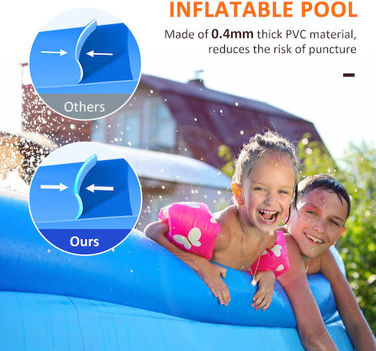 Outsunny Παιδική Πισίνα PVC Φουσκωτή 262x176x56εκ. Μπλε