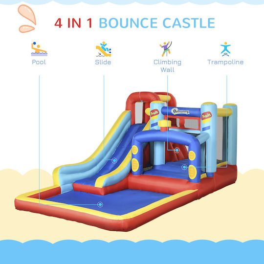 Outsunny Φουσκωτό Bouncy Castle Κάστρο με Τραμπολίνο & Τσουλήθρα για 3+ Ετών