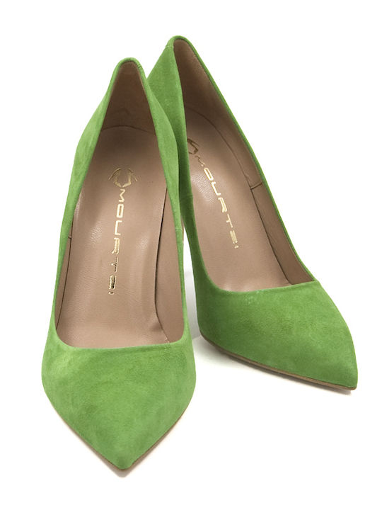 Mourtzi Suede Pointed Toe Stiletto Light Green High Heels