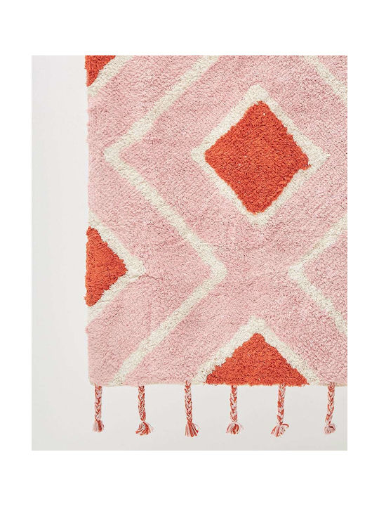 Pennie Rug Rectangular Summer Cotton with Fringes Pink