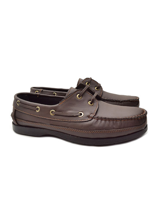 Hawkins Premium Δερμάτινα Ανδρικά Boat Shoes σε Καφέ Χρώμα