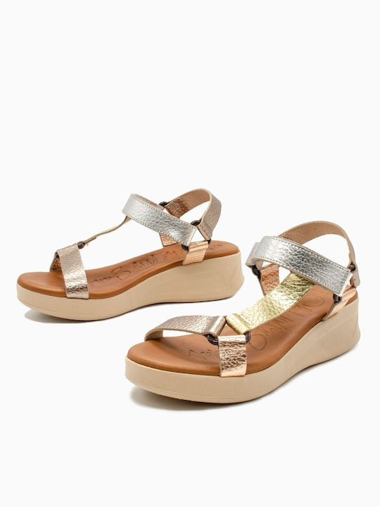 Oh My Sandals Καλοκαιρινές Γυναικείες Πλατφόρμες Χρυσές