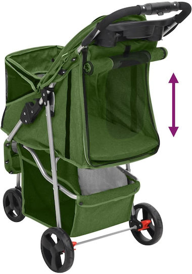 vidaXL Dog/Cat Carrying Green Stroller for 15kg Pets L98xW80xH46cm