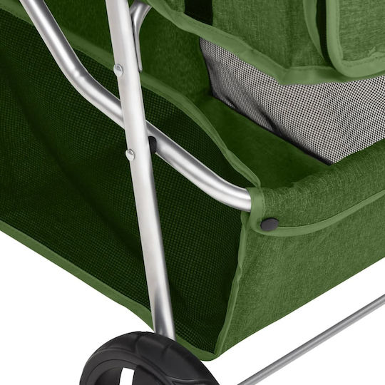 vidaXL Dog/Cat Carrying Green Stroller for 15kg Pets L98xW80xH46cm