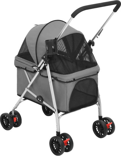 vidaXL Καρότσι για Μεταφορά Σκύλου / Γάτας έως 15kg Γκρι Μ100xΠ76xΥ50εκ.