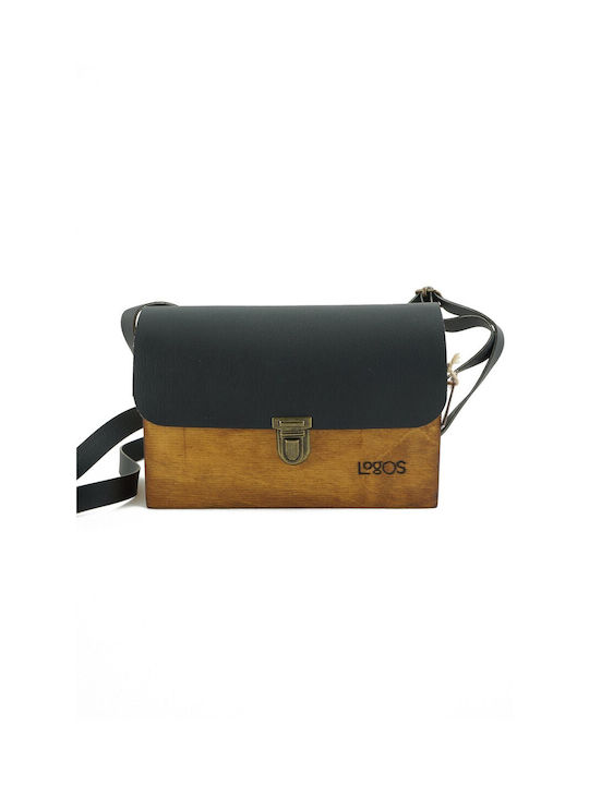 LOGOS Women's Handmade Wooden Shoulder-Crossbody Bag Black LOG-100