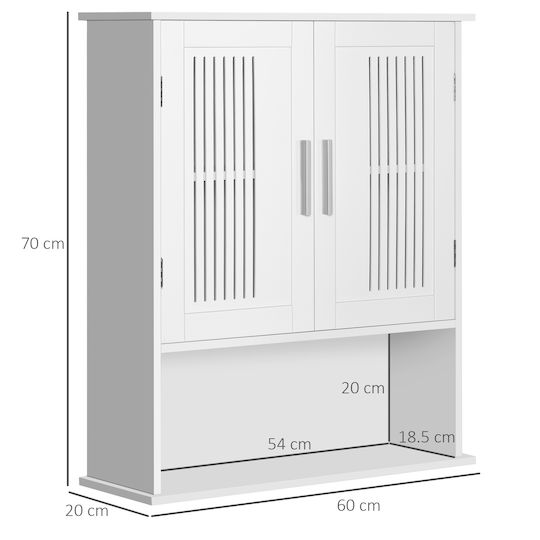 Kleankin Bathroom Cabinet L60xW20xH70cm White