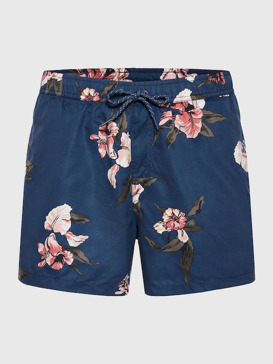 FBM007-02816 Men's Swimwear Shorts Navy Blue with Patterns