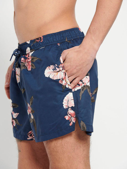FBM007-02816 Men's Swimwear Shorts Navy Blue with Patterns