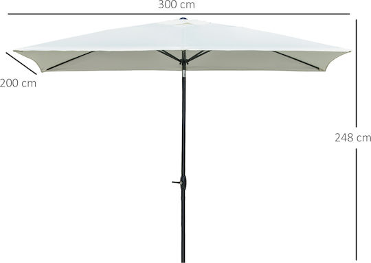 Quadratischer Aluminium-Garten- und Terrassen-Sonnenschirm Beige 2x3m