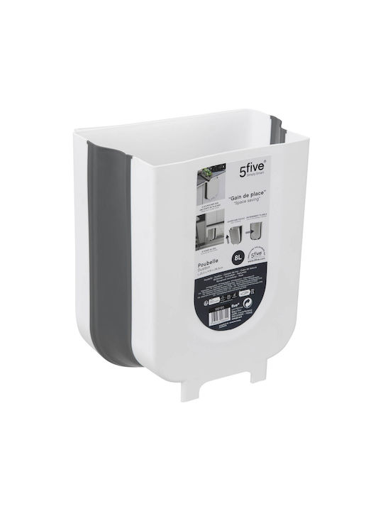 5Five Waste Bin Waste Plastic for Cabinet White 8lt 1pcs