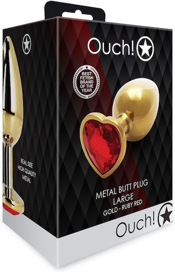 Shots Πρωκτική Σφήνα Large Gold / Ruby Red 9.3cm