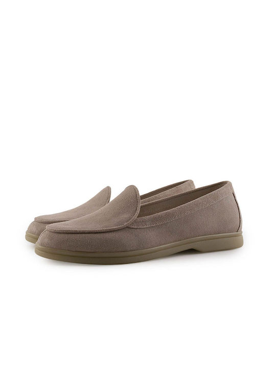 Stefania Leder Damen Loafers in Beige Farbe