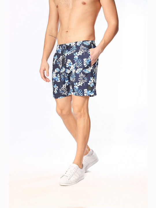 Men's Swimwear Bermuda Navy Blue with Patterns