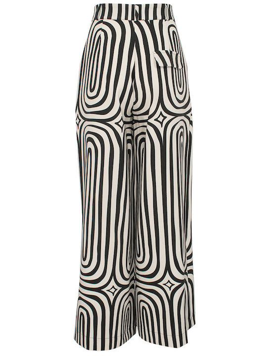 Medusa Black and White Embroidered Pants