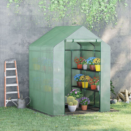 Outsunny Garden Greenhouse with Shelves 1.43x1.38x1.9m