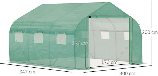 Outsunny Tunnel Θερμοκήπιο Pop-Up με Μεταλλικό Σκελετό 3.47x3x2m