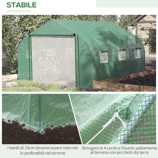Outsunny Tunnel Θερμοκήπιο Pop-Up με Μεταλλικό Σκελετό 3.47x3x2m